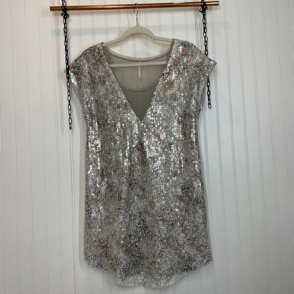 Free People Midnight Dreamer Shattered Glass Mini Dress Size XS - S - Picture 3 of 9